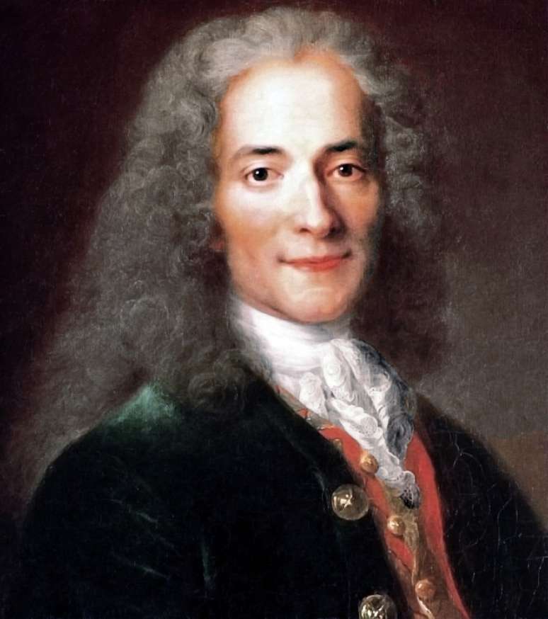 Retrato de Voltaire; do atelier de Nicolas de Largilli&egrave;re