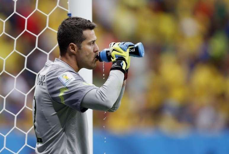 <p>J&uacute;lio C&eacute;sar durante jogo do Brasil com a Holanda, em Bras&iacute;lia</p>