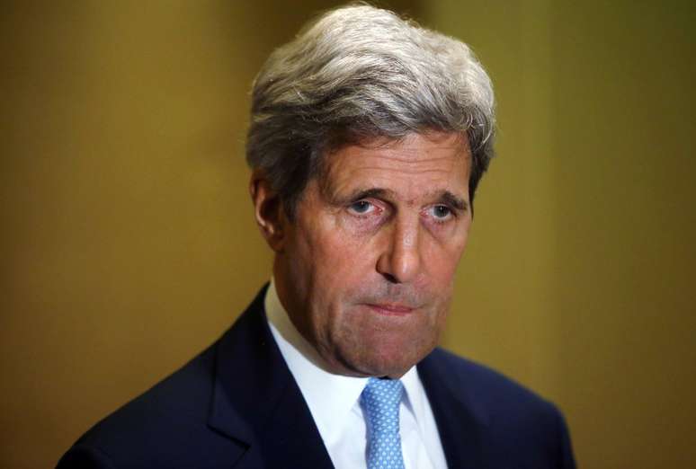 <p>Secret&aacute;rio de Estado dos EUA, John Kerry, durante coletiva de imprensa no Cairo, em 25 de julho</p>