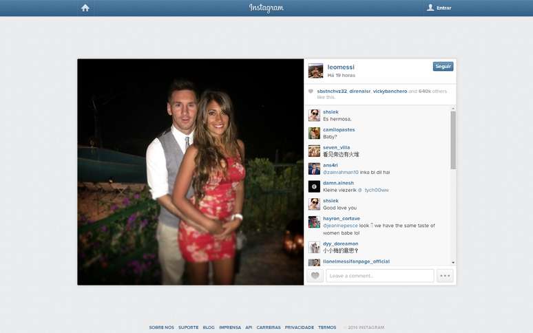 Lionel Messi divulgou foto na praia com a mulher, Antonella Roccuzzo