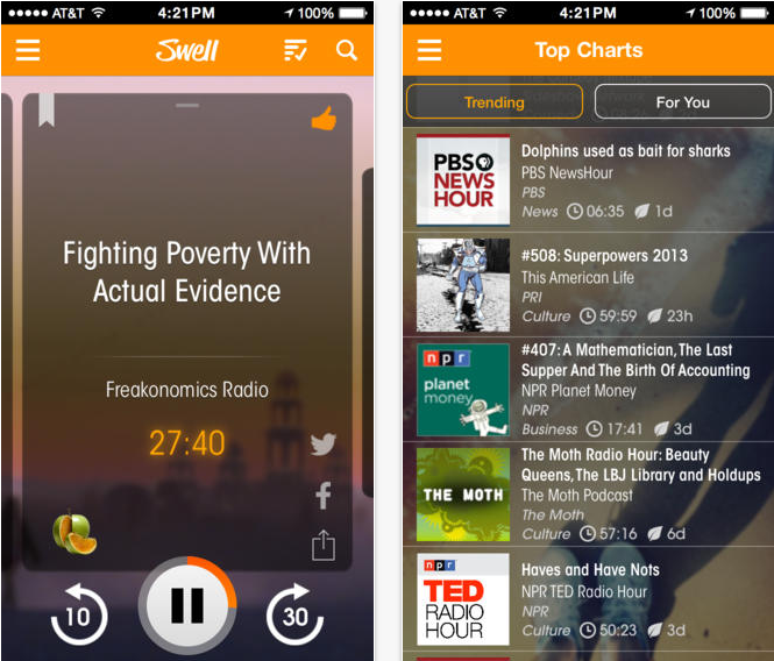 <p>Aplicativo Swell para iOS reúne diversos podcasts</p>