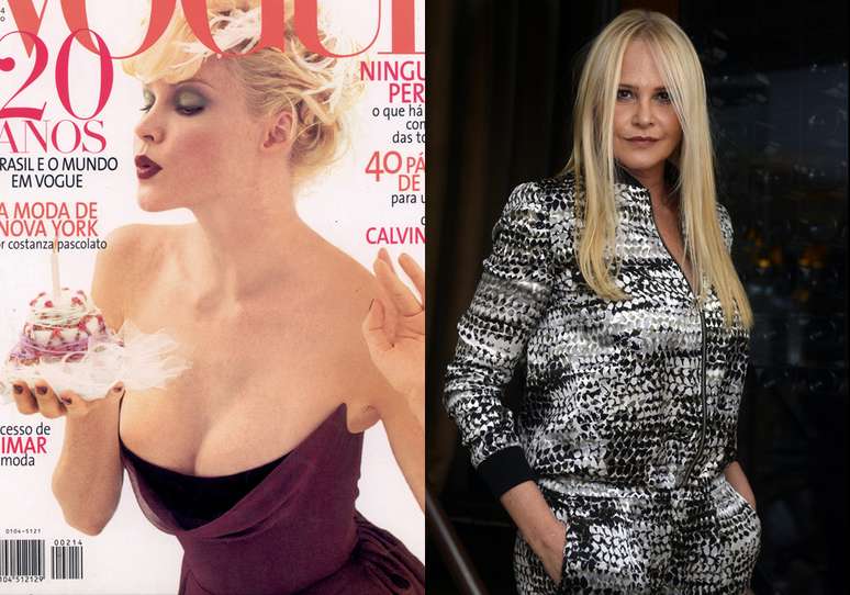 <p>Claudia Liz nos anos 1990 e, agora, aos 45: "gosto da mulher que eu sou"</p>