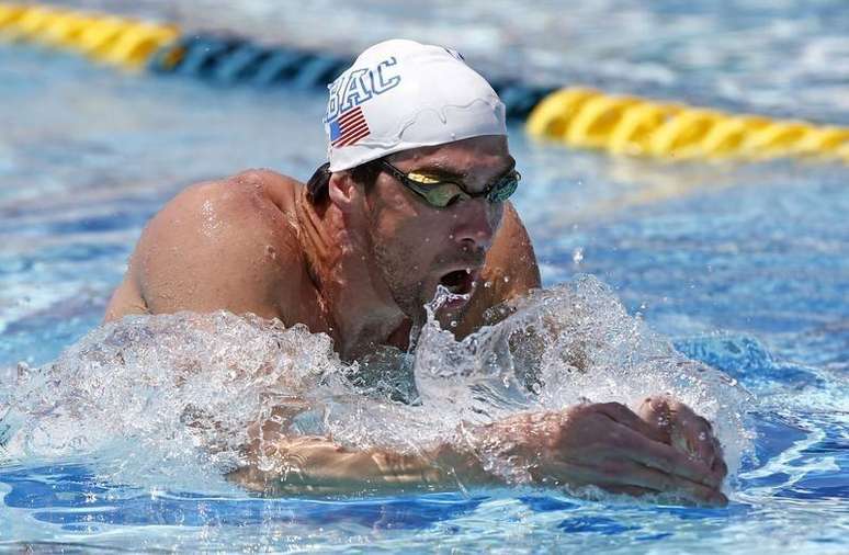 Phelps treina para competição em 23 de abril. /Rob Schumacher-USA TODAY Sports.