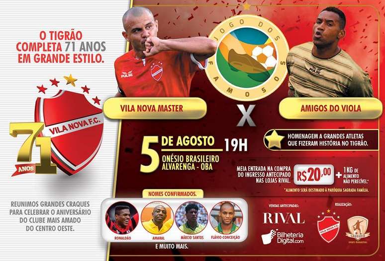 Partida reúne vários ex-jogadores em Goiânia