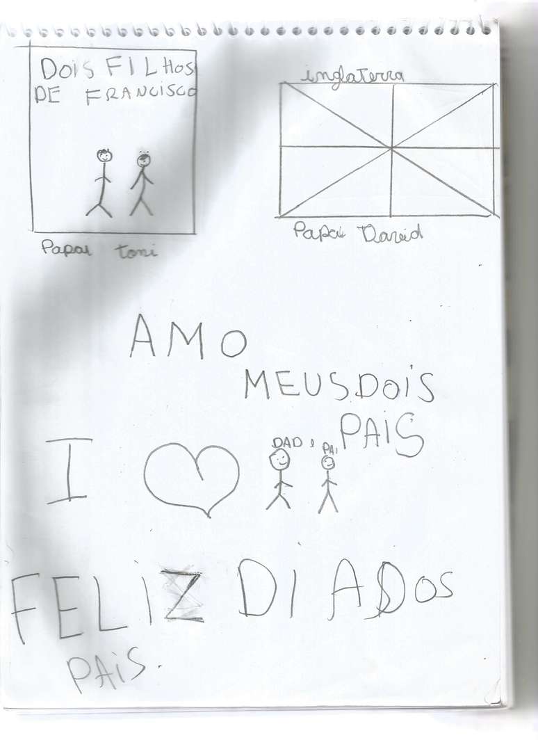 Desenho de Alyson sobre seus dois pais