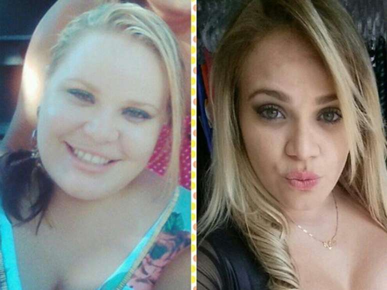 Paulinha antes e depois de iniciar a prática de exercícios