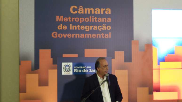 Governador do Rio de Janeiro e candidato à reeleição, Luiz Fernando Pezão, durante ato de lançamento da Câmara Metropolitana de Integração Governamental no Palácio Guanabara