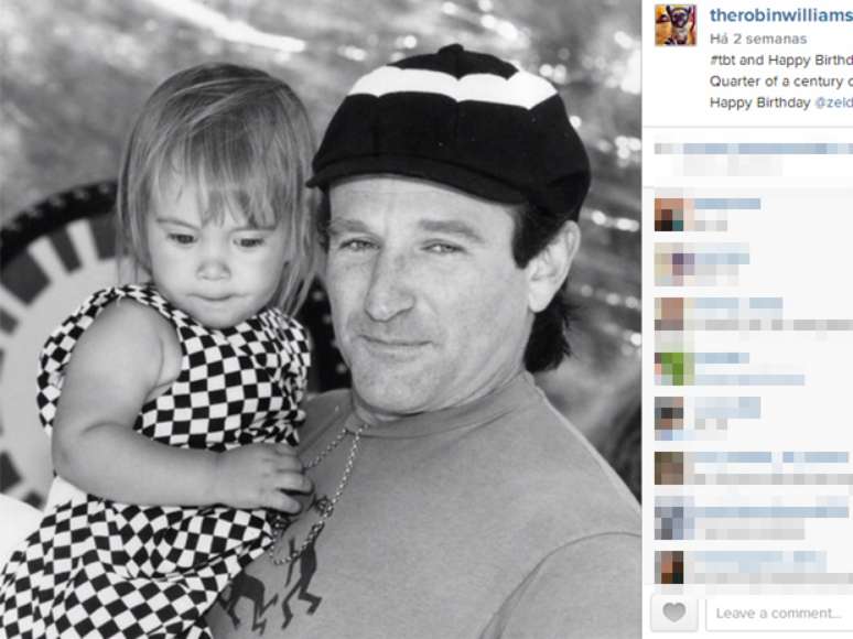 Robin Williams postou uma foto com a filha