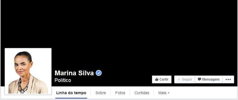 Vice na chapa de Eduardo Campos, Marina Silva também colocou tarja preta em seu perfil no Facebook