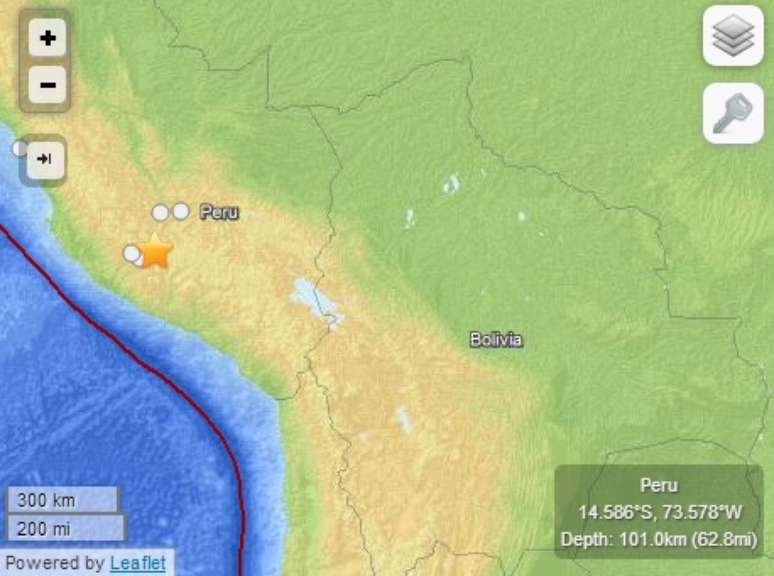 Um terremoto de 6,6 graus atingiu o Peru neste domingo