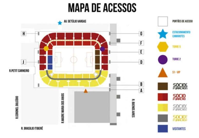 Mapa orienta a torcida no retorno à Arena da Baixada