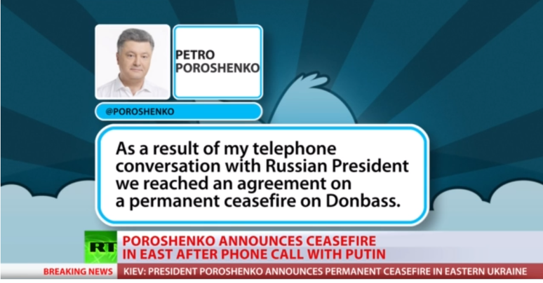Poroshenko anunciou cessar-fogo nesta quarta-feira