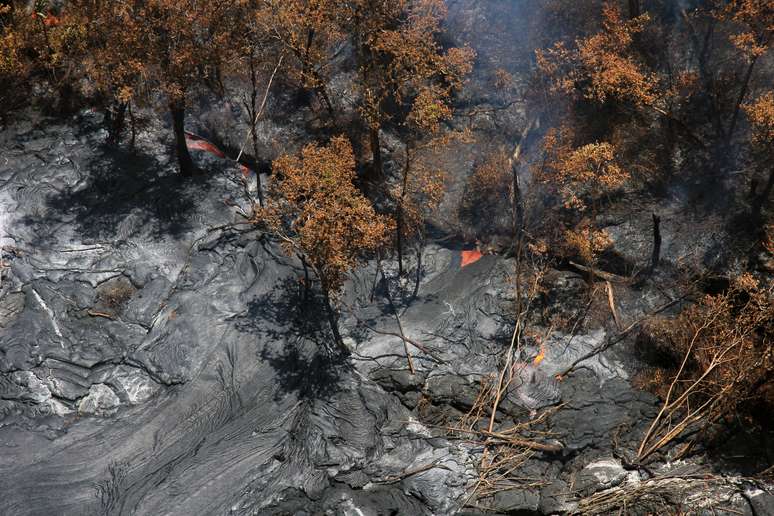 <p>Fluxo de lava do vulc&atilde;o&nbsp;Kilauea, em&nbsp;Pahoa, Hava&iacute;</p>