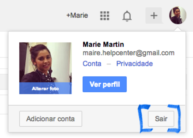 Em uma das ações de segurança, o Google indica o usuário para fazer o logout de sua conta do Gmail