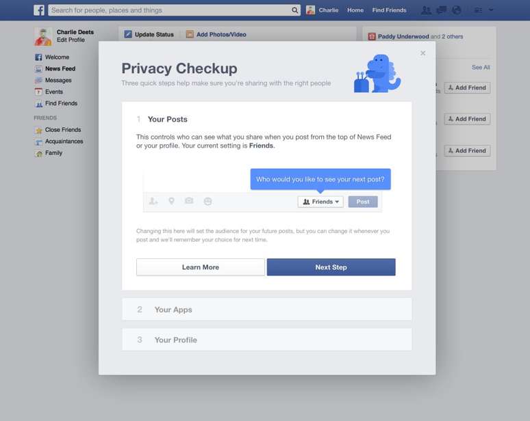 <p>Novo sistema de checagem do Facebook, Private Checkup ajuda os usuários a revisar e controlar com quem elas desejam compartilhar seus posts e informações</p>