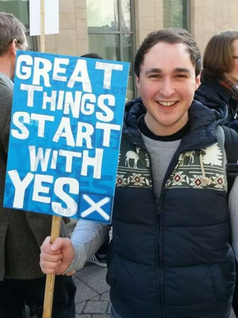 Paul Leinster, 26 anos, está envolvido com a campanha Yes Scotland há dois anos e está ansioso pelo dia decisivo