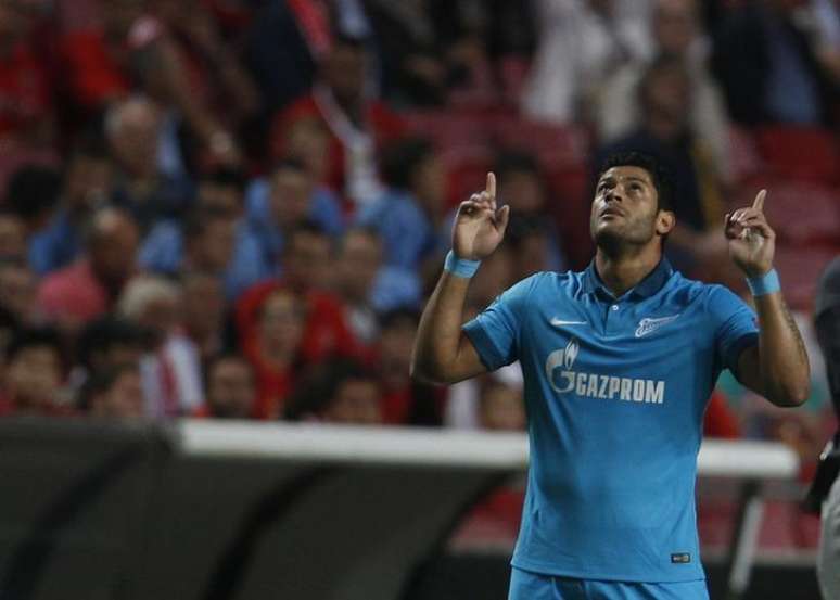 Hulk comemora gol marcado pelo Zenit contra o Benfica na Liga dos Campeões em Lisboa. 16/09/2014