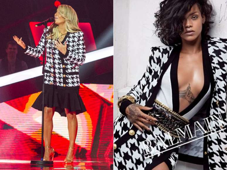 <p>Como garota-propaganda, Rihanna usa o mesmo blazer na campanha da grife francesa</p>