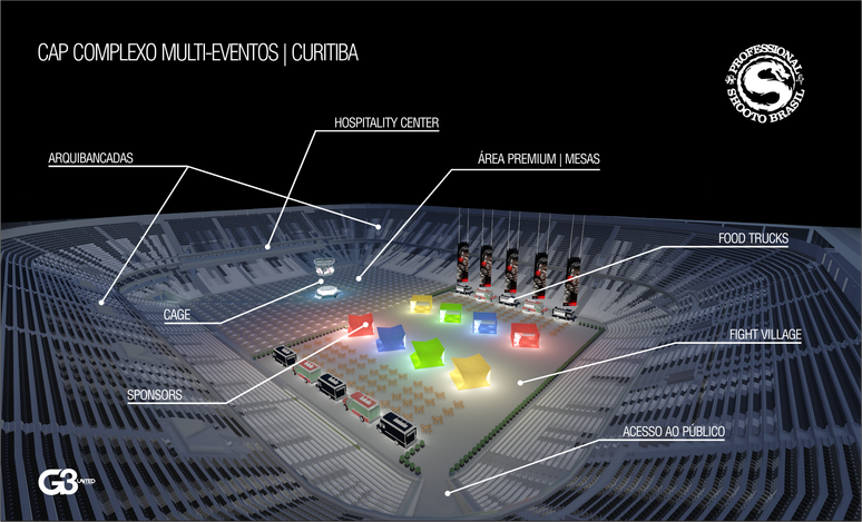 <p>Mapa explica como funcionará evento na Arena da Baixada</p>
