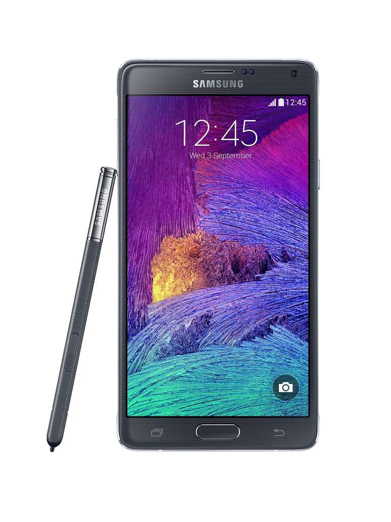 <p>Samsung Galaxy Note 4  Sistema operacional: Android 4.4. Tela: 5,7 polegadas. Resolução: 2560 x 1440 pixels. Armazenamento interno: 32 GB. Armazenamento externo: Micro SD até 64 GB.</p><p> </p>