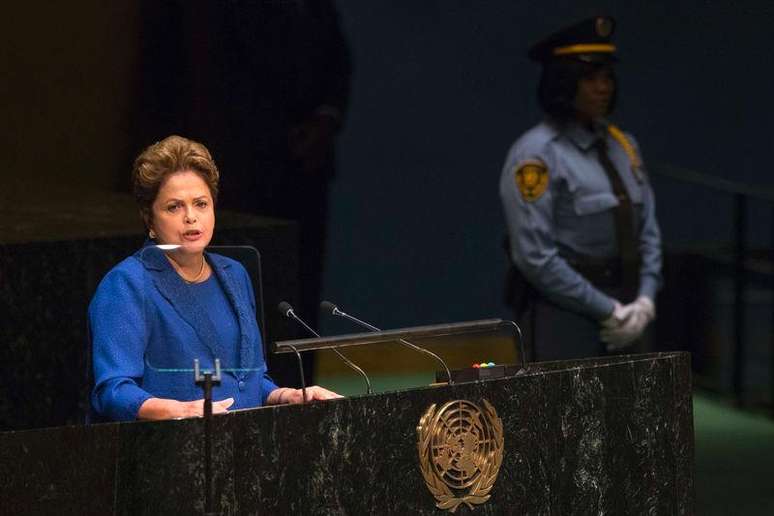 <p>Dilma Rousseff em seu discurso na Assembleia Geral da Onu</p>