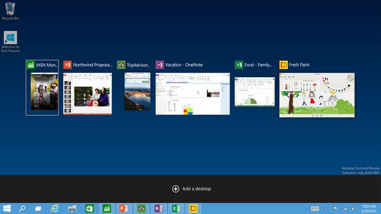 Nova barra de tarefas do Windows 10