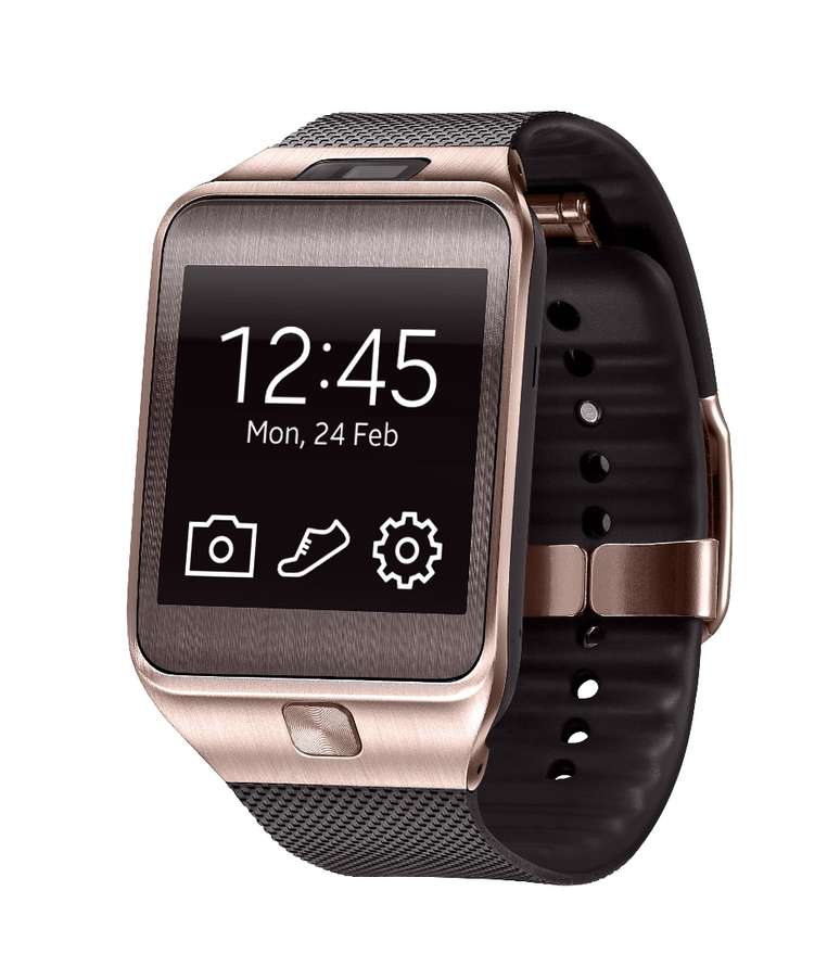 <p>Samsung Gear 2  Sistema operacional: plataforma wearable baseada em Tizen. Tela: 1,6 polegadas (Super AMOLED). Sensores: monitor cardíaco, acelerômetro e sensor Gyro. Bateria: 2 a 3 dias.</p>