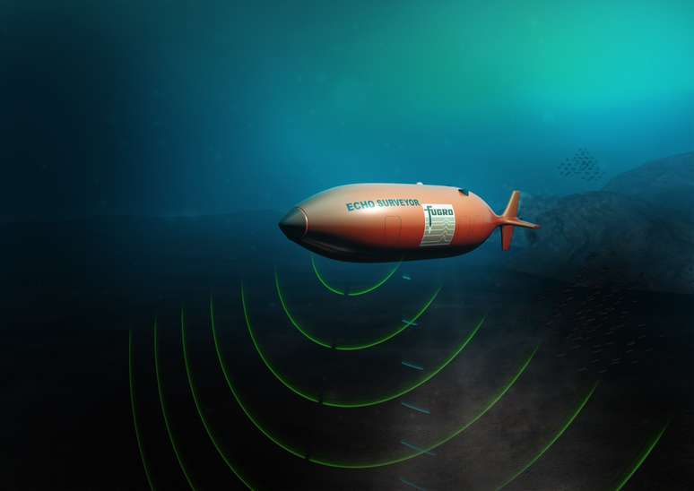 O submarino autônomo (AUV), sonda que será lançada do navio Fugro vai fazer parte da nova fase de busca 