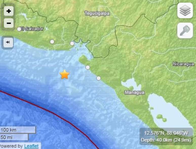 O terremoto atingiu a Nicarágua e também foi sentido no país vizinho, El Salvador