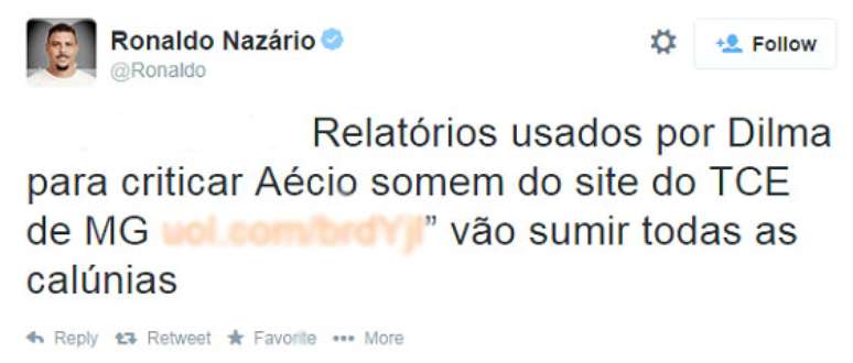 Ronaldo se confunde ao tentar defender Aécio e vira piada