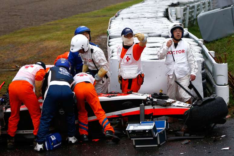 <p>Jules Bianchi minutos depois do acidente no GP do Japão</p>