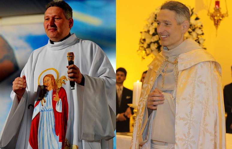 <p>Padre Marcelo Rossi em 2012 e em 2013, já bem mais magro</p>