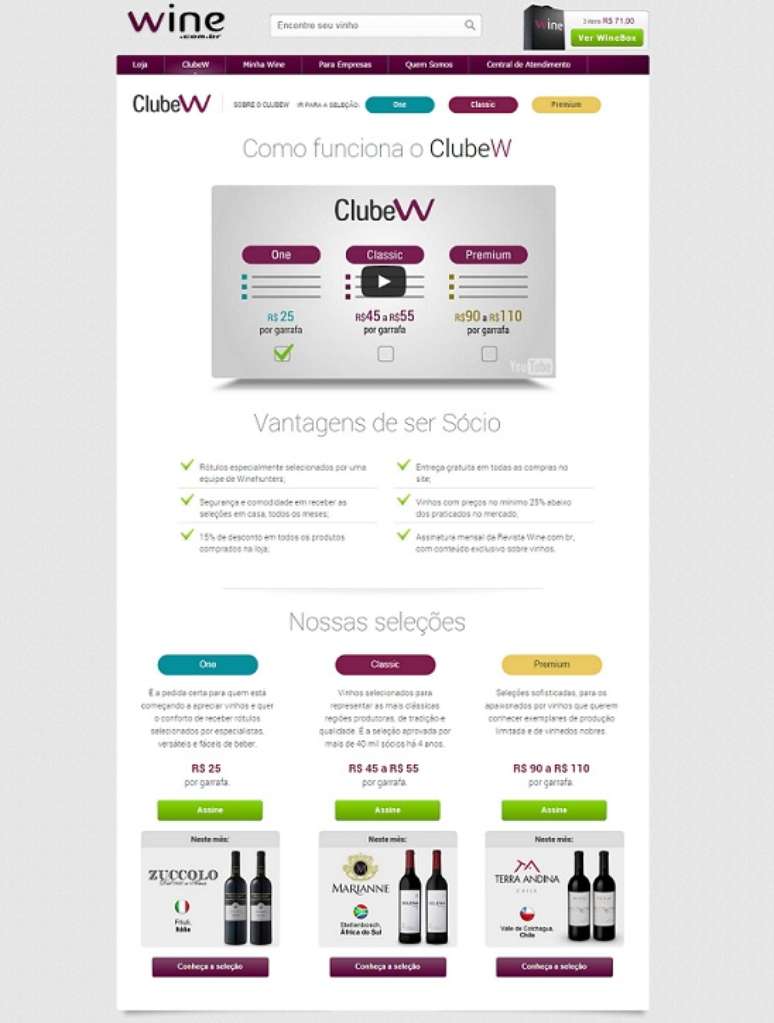 Os clientes t&ecirc;m a possibilidade de se associar ao ClubeW, que entrega mensalmente r&oacute;tulos dos melhores terroirs do mundo, junto com a Revista Wine.com.br, com conte&uacute;do exclusivo e diferenciado sobre o mundo do vinho