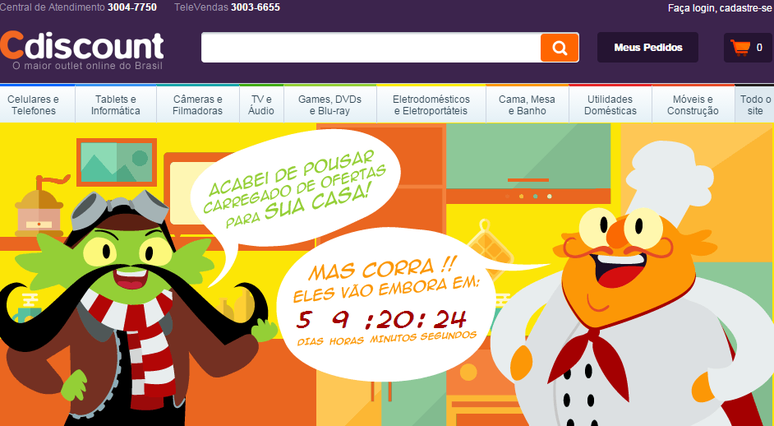 Página inicial do site da Cdiscount, controlado pela Cnova Brasil