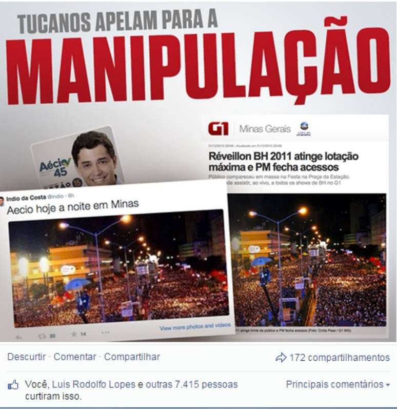 <p>Dilma acusou os tucanos de manipularem uma foto de manifestação</p>