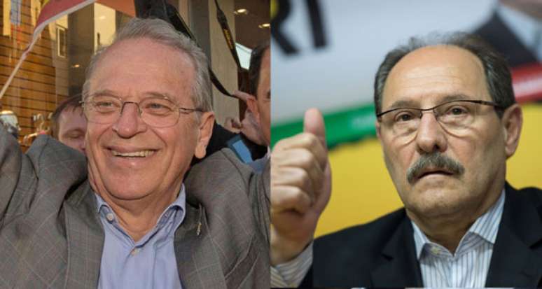 <p>Tarso Genro (PT), à esquerda, e Ivo Sartori (PMDB), à direita</p>