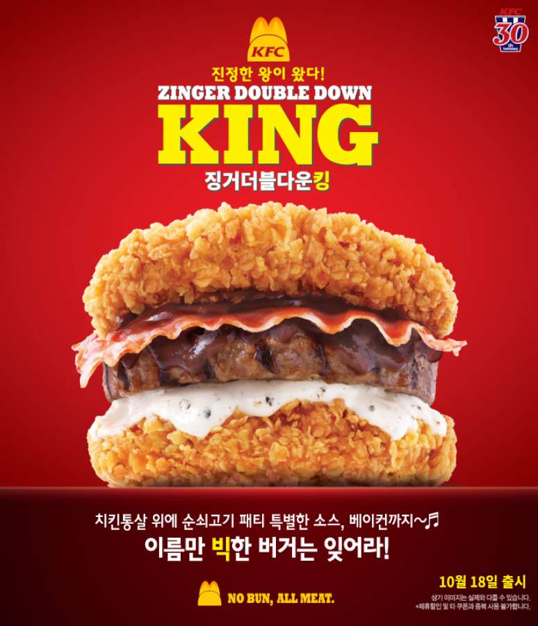 <p>Nova sugestão do KFC Coreia tem 750 calorias</p>
