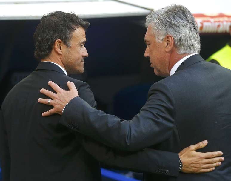 <p>Luis Enrique (esq) perdeu duelo para Ancelotti</p>