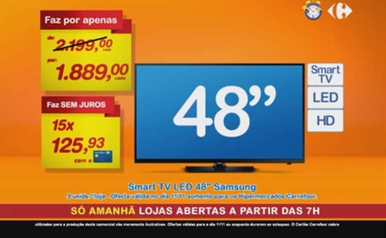 Smart TV Led Samsung 48” por R$ 1.889**