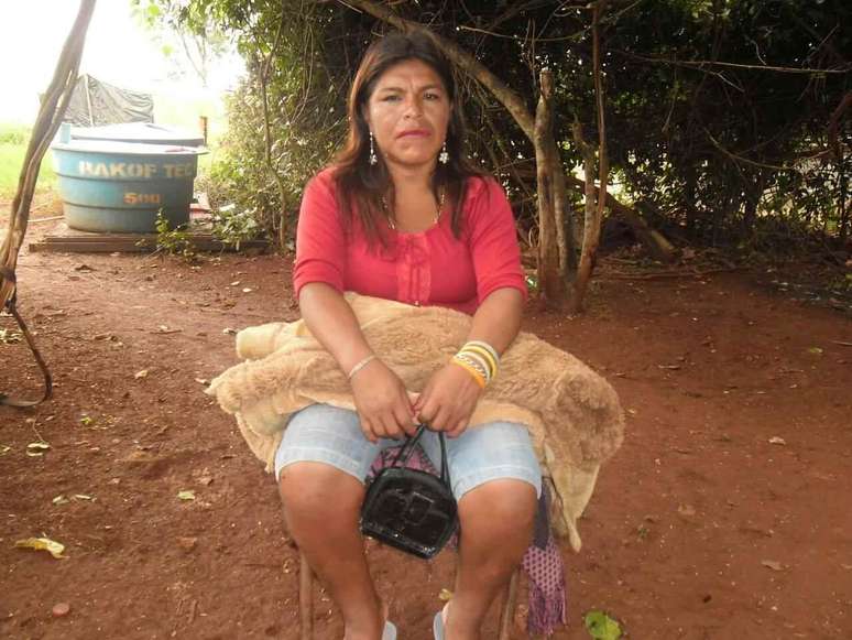 <p>A líder kaiowá Marinalva esteve em Brasília protestando contra decisão do STF</p>