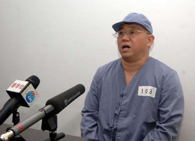 <p>Foto de arquivo de Kenneth Bae, em uma coletiva de imprensa em Pyongyang, em 20 de janeiro de 2014 </p>