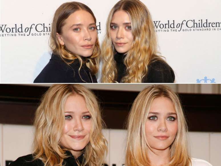 <p>Na foto de cima, de 2014, Mary (esq.)&nbsp;aparece bem diferente da que mostra as irm&atilde;s em 2008</p>