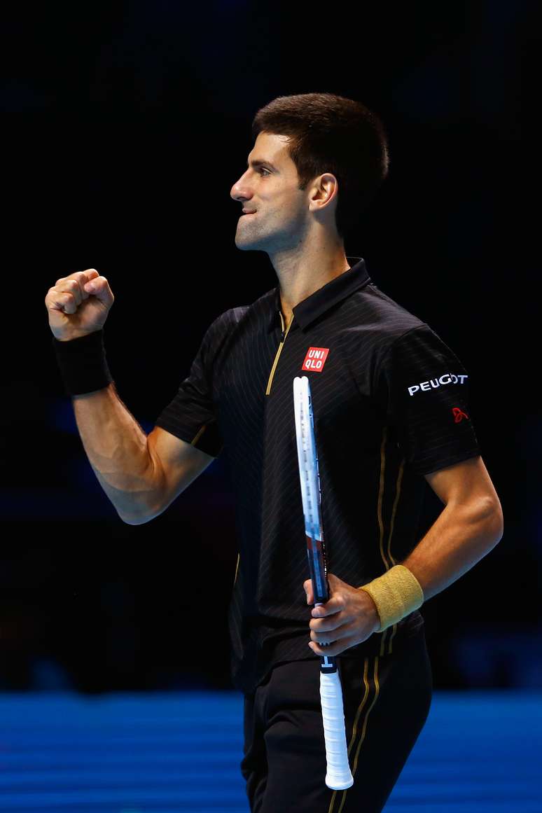 Novak Djokovic comemora vitória no ATP Finals