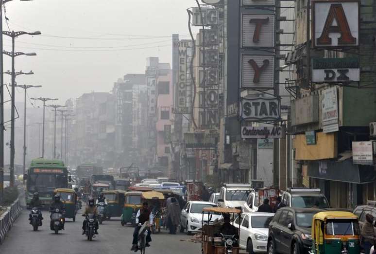 <p>Vista geral do bairro Paharganj, em Nova Délhi, na Índia, em janeiro</p>