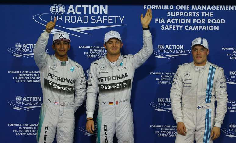 Hamilton, Rosberg e Bottas comemoram desempenho no treino