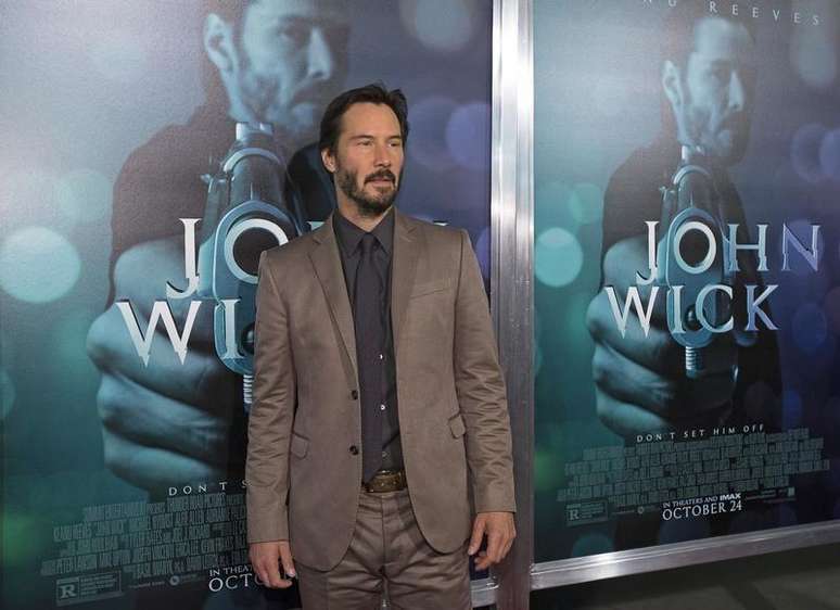 Ator Keanu Reeves em evento do filme "De Volta ao Jogo" em 24 de outubro.