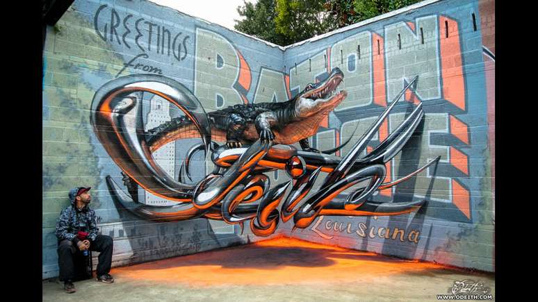 O pintor e muralista português Odeith partiu de um interesse em perspectiva e sombreamento para criar exemplos incríveis de grafite tridimensional