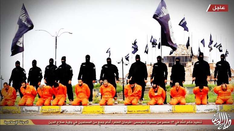 Foto mostra terroristas e executados na cidade iraquiana de Tikrit