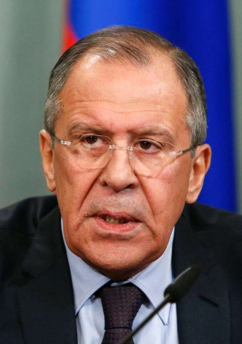 O ministro russo das Relações Exteriores, Sergei Lavrov, fala durante coletiva em Moscou. 09/12/2014