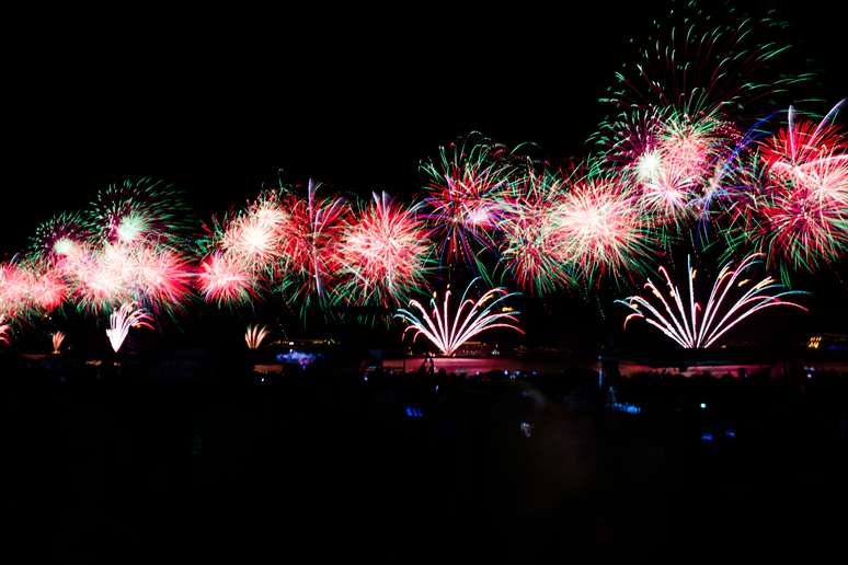 <p>Queima de fogos na praia de Copacabana, no Rio de Janeiro (RJ)</p>